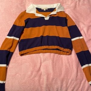 PacSun stripped collar cropped shirt, size M